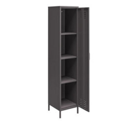 Dorel Home Bradford Single Metal Storage Cabinet Grey - thumbnail 3