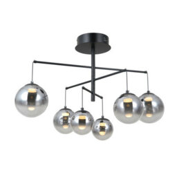 Luminosa Lighting Luminosa Velada Globe Ceiling Light Matt Black 3000K Warm White 6Xled - thumbnail 4