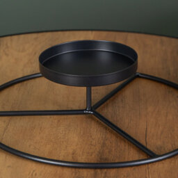 Samuel Alexander 25Cm Black Round Metal Pillar Candle Ring Holder - thumbnail 5