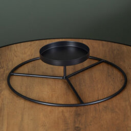 Samuel Alexander 25Cm Black Round Metal Pillar Candle Ring Holder