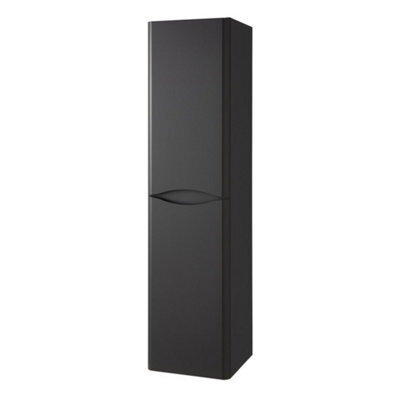 Clifton Bathroom Wall Hung 2-Door Tall Storage Unit 350mm Wide X 330mm Deep - Matt Graphite - (Arch) - image 1