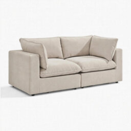 Furniturebox Uk Echo Cream Linen-Look Fabric 2 Seater Modular Sofa - thumbnail 6