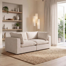 Furniturebox Uk Echo Cream Linen-Look Fabric 2 Seater Modular Sofa - thumbnail 2