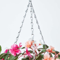 Homescapes Artificial White, Orange & Pink Handcrafted Impatiens Hanging Basket, 85 Cm - thumbnail 5