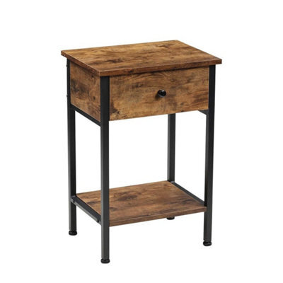 Narrow Wooden Bedside Cabinet 1 Drawer End Side Table - image 1
