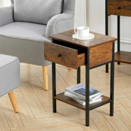 Narrow Wooden Bedside Cabinet 1 Drawer End Side Table - thumbnail 3