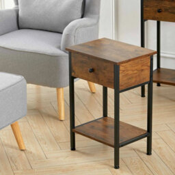 Narrow Wooden Bedside Cabinet 1 Drawer End Side Table - thumbnail 4