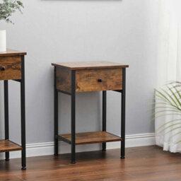 Narrow Wooden Bedside Cabinet 1 Drawer End Side Table - thumbnail 6
