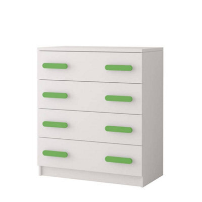 Arte White Chest Of Drawers H930mm W800mm D400mm - Lime Handles For Vibrant Kids' Rooms - image 1