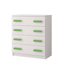 Arte White Chest Of Drawers H930mm W800mm D400mm - Lime Handles For Vibrant Kids' Rooms - thumbnail 1