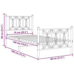 Berkfield Metal Bed Frame Without Mattress With Footboard White 75X190Cm - thumbnail 8