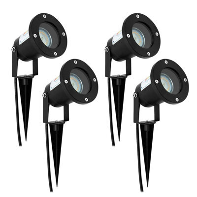 Wondlumi 4 X Garden Spike Lights, Upgraded Gu 10 Spot Light Mains Powered 240 V Landscape Spotlights Ip 65 Waterproof Outdoor