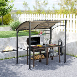 Outsunny 2.2 X 1.5 M Bbq Gazebo Tent Sun Shade With Canopy, Khaki - thumbnail 7