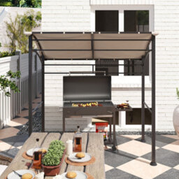 Outsunny 2.2 X 1.5 M Bbq Gazebo Tent Sun Shade With Canopy, Khaki - thumbnail 9