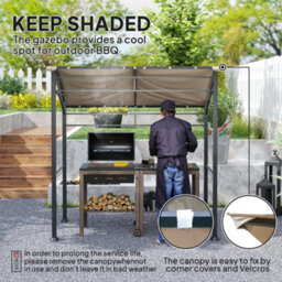 Outsunny 2.2 X 1.5 M Bbq Gazebo Tent Sun Shade With Canopy, Khaki - thumbnail 4