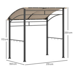 Outsunny 2.2 X 1.5 M Bbq Gazebo Tent Sun Shade With Canopy, Khaki - thumbnail 3