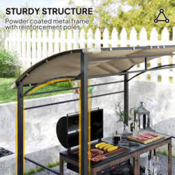 Outsunny 2.2 X 1.5 M Bbq Gazebo Tent Sun Shade With Canopy, Khaki - thumbnail 6