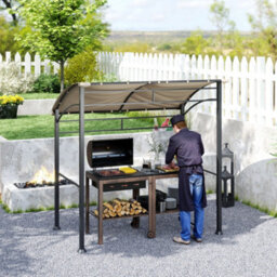 Outsunny 2.2 X 1.5 M Bbq Gazebo Tent Sun Shade With Canopy, Khaki - thumbnail 1