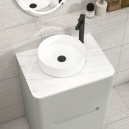 Royal Bathrooms Venice 600mm Dove Grey Freestanding Bathroom Countertop Vanity Unit 2 Drawer With Art Basin - thumbnail 6