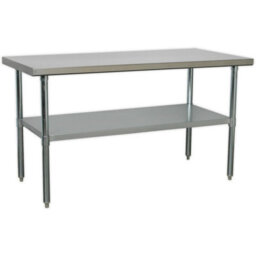 1.5M Stainless Steel Work Bench With Adjustable Shelf For Kitchen And Workshop Use - thumbnail 4
