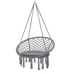 Outsunny Macrame Hanging Chair Swing Hammock For Indoor & Outdoor Use Grey - thumbnail 2