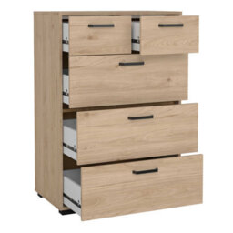 Wyld Haus Stuttgart 5-Drawer Chest - Natural Oak With Black Metal Handles - thumbnail 8