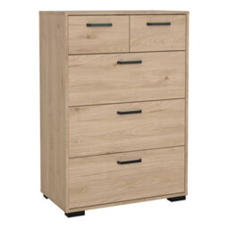 Wyld Haus Stuttgart 5-Drawer Chest - Natural Oak With Black Metal Handles - thumbnail 3