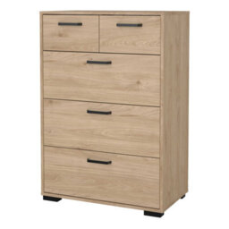 Wyld Haus Stuttgart 5-Drawer Chest - Natural Oak With Black Metal Handles - thumbnail 6