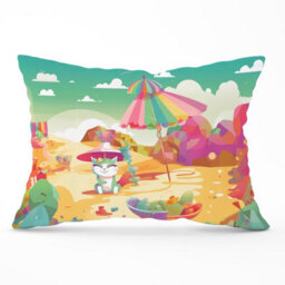 Warren Reed Designer Kitten On A Beach Holiday Cushions 33Cm X 48Cm - thumbnail 1