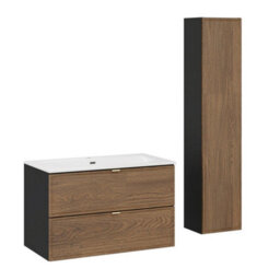 Heze Furniture Talia Casella Bathroom Cabinet Vanity Set 80 Cm With Basin And Tall Unit - Casella Oak - thumbnail 1