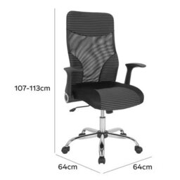 Fwstyle Black Mesh Striped Ergonomic High Back Stylish Office Chair - thumbnail 5