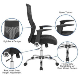 Fwstyle Black Mesh Striped Ergonomic High Back Stylish Office Chair - thumbnail 3
