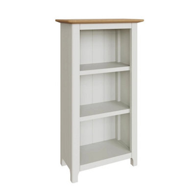 Linen Cream 3 Tier Oak Veneer Bookcase Assembled Display Storage Unit - image 1