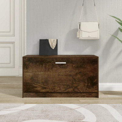 Berkfield Shoe Bench Smoked Oak 80X24X45 Cm Engineered Wood - image 1