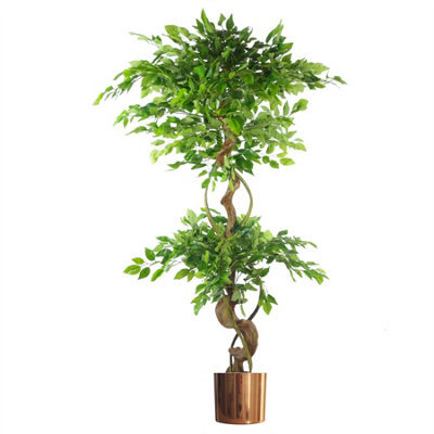 Leaf Japanese Fruticosa Ficus Tree Copper Planter 150Cm Twisted Trunk Artificial Botanik - image 1