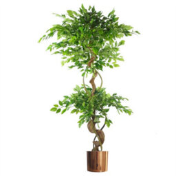 Leaf Japanese Fruticosa Ficus Tree Copper Planter 150Cm Twisted Trunk Artificial Botanik - thumbnail 1
