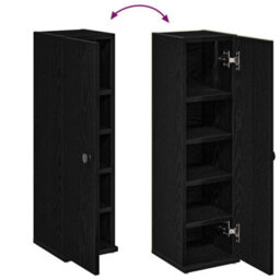 Berkfield Bathroom Cabinet With Roll Holder Black 20.5X22X72 Cm - thumbnail 8