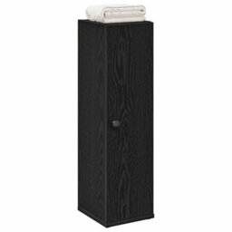 Berkfield Bathroom Cabinet With Roll Holder Black 20.5X22X72 Cm - thumbnail 1