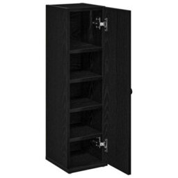 Berkfield Bathroom Cabinet With Roll Holder Black 20.5X22X72 Cm - thumbnail 5