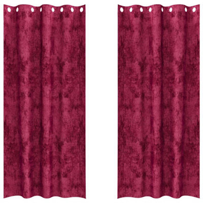 Berkfield Classic Curtain With Curtains 2 Pcs Wine Red 225 X 140 Cm Velvet - image 1