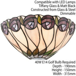 Tiffany Glass Wall Light Cream & Mackintosh Rose Shade Interior Sconce I00248 - thumbnail 2