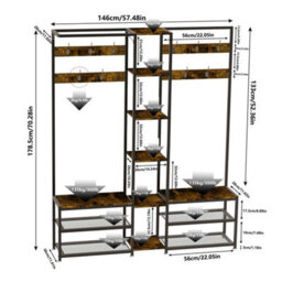 Hall Tree With Shoe Storage Bench Corner Display Open Shelves Bedroom - thumbnail 2