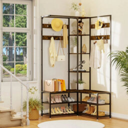 Hall Tree With Shoe Storage Bench Corner Display Open Shelves Bedroom - thumbnail 3
