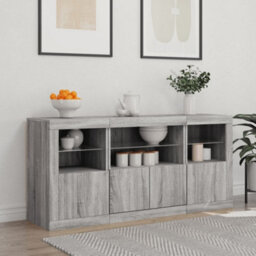 Berkfield Sideboard With Led Lights Grey Sonoma 142.5X37X67 Cm - thumbnail 3