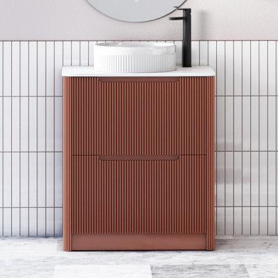 Royal Bathrooms Avenza 600mm Terracotta Clay Floor Standing Countertop Bathroom Vanity Unit 2 Drawer With Round Basin - image 1