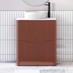 Royal Bathrooms Avenza 600mm Terracotta Clay Floor Standing Countertop Bathroom Vanity Unit 2 Drawer With Round Basin - thumbnail 1