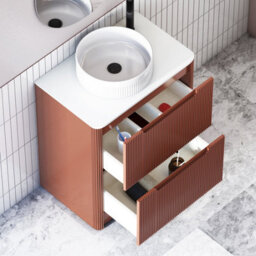 Royal Bathrooms Avenza 600mm Terracotta Clay Floor Standing Countertop Bathroom Vanity Unit 2 Drawer With Round Basin - thumbnail 5