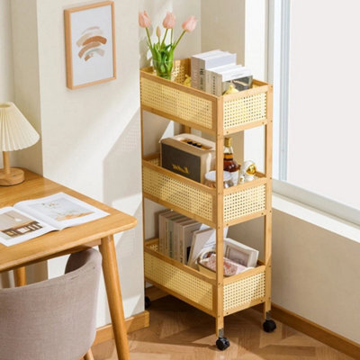 3-Tier Mobile Trolley Storage Rack Organizer Holder Bookshelf Cart W/ Wheels - image 1