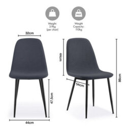 Set Of 2 Charcoal Blue Dining Chairs Kitchen Side Chairs - thumbnail 2