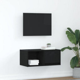 Berkfield Tv Cabinet Black Oak 60X31X25.5 Cm Engineered Wood - thumbnail 1